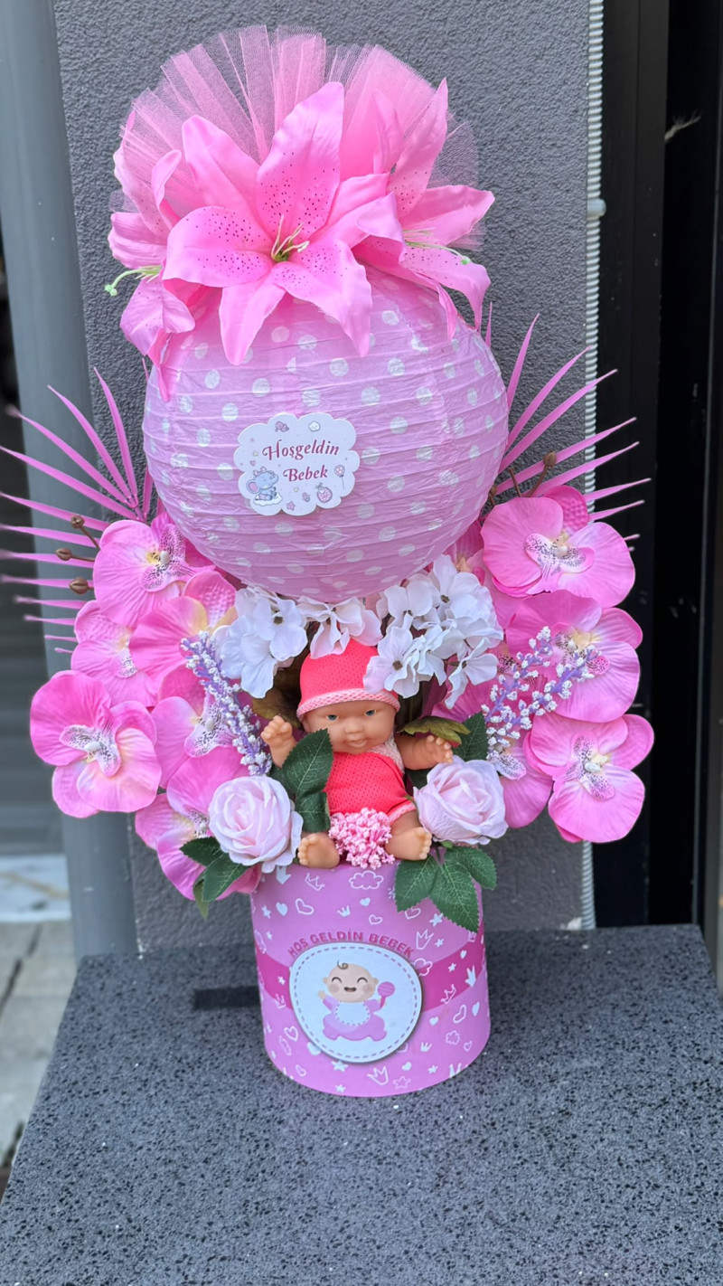 Pembe Balonlu hoşgeldin kutusu