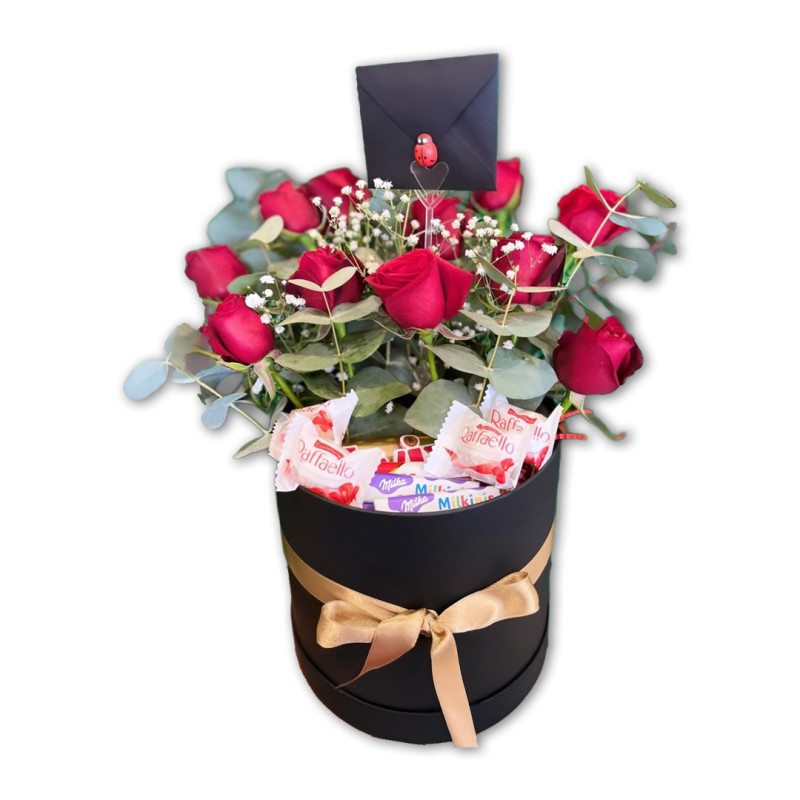 TASARIM SİYAH KUTU 11 ' KIRMIZI GÜL 