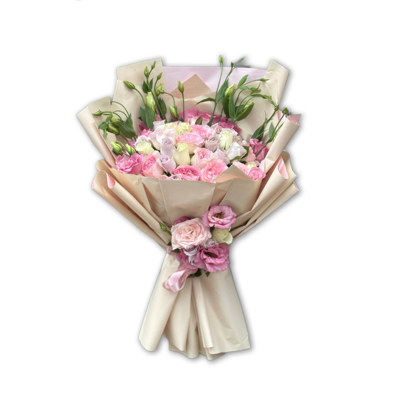 41 ADET PEMBE BEYAZ LİLA GÜL