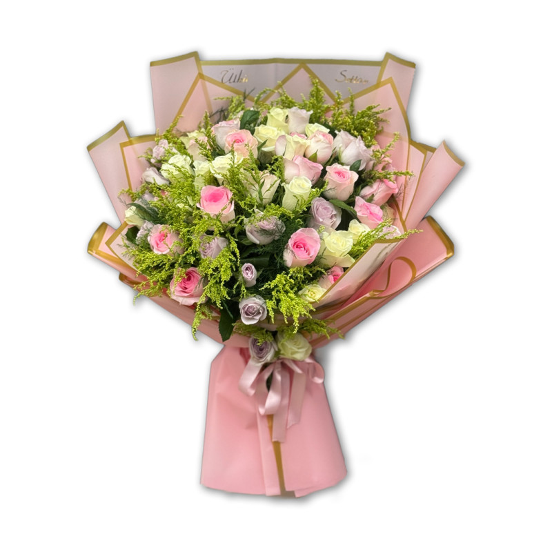 41 ADET BEYAZ PEMBE GÜL 