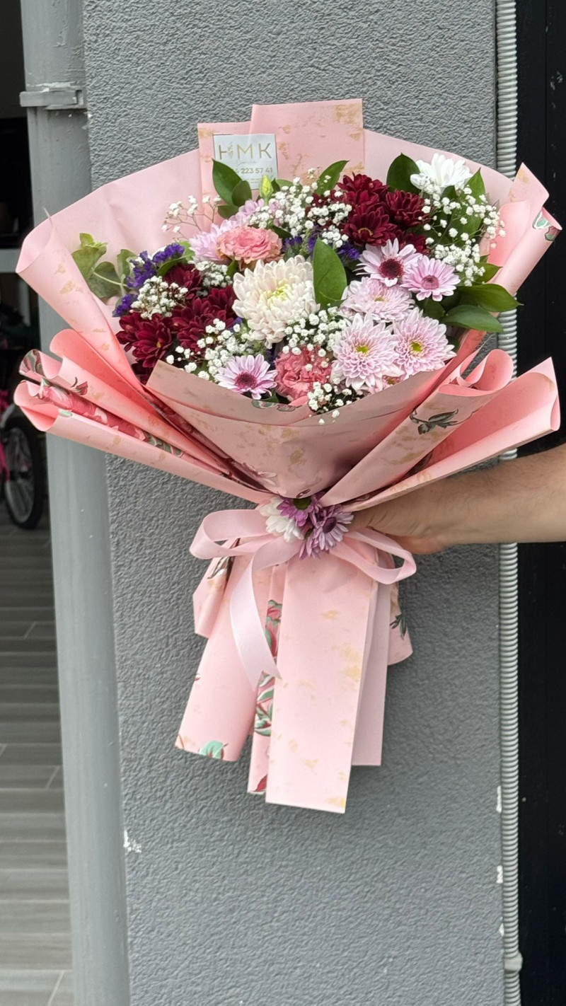PEMBE BUKET KAĞITLI PAPTYA BUKET
