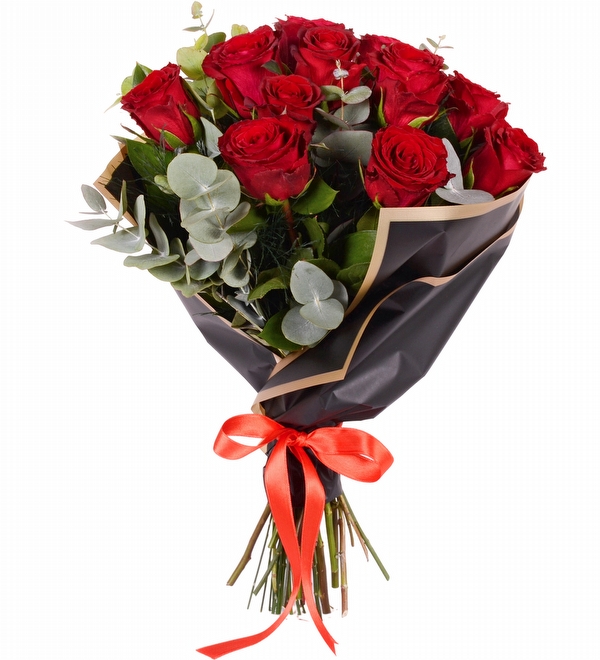 10 Siyah Bukette Kırmızı Güller