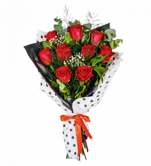 9 Efsane Aşk Kırmızı Gül Buketi